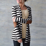 Long Sleeve Striped Printed Casual cardigan