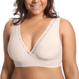 Women's Plus Size Soft Cup Comfort Wirefree Sleep Lace Bra