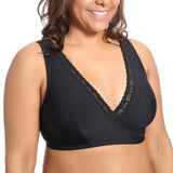 Women's Plus Size Soft Cup Comfort Wirefree Sleep Lace Bra