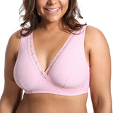 Women's Plus Size Soft Cup Comfort Wirefree Sleep Lace Bra