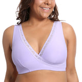 Women's Plus Size Soft Cup Comfort Wirefree Sleep Lace Bra