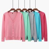 Long Sleeve Casual V-Neck  Sweaters Red Black