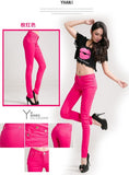 each color slim waist elastic pants