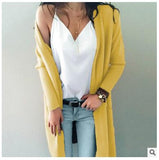knitted long sleeve long sweater cardigan for women