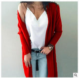 knitted long sleeve long sweater cardigan for women