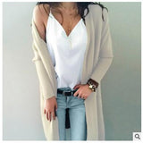 knitted long sleeve long sweater cardigan for women