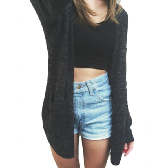 Black Sleeved Loose Casual Sweater
