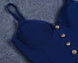 Elegant Sleeveless Gold Button Celebrity Party Dress