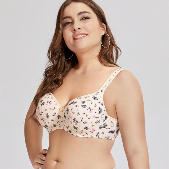 Women's  Full Figure Underwire Lightly Lined Printed Floral Smooth bras
