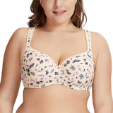 Women's  Full Figure Underwire Lightly Lined Printed Floral Smooth bras