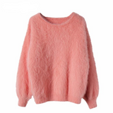 rabbit knitted pullovers sweater O-NECK