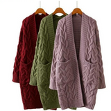 with Pockets Loose Causal Twist Knit cardigan