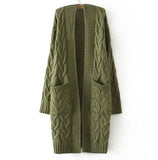 with Pockets Loose Causal Twist Knit cardigan