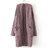 with Pockets Loose Causal Twist Knit cardigan