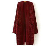 with Pockets Loose Causal Twist Knit cardigan