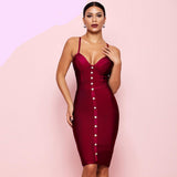 Elegant Sleeveless Gold Button Celebrity Party Dress