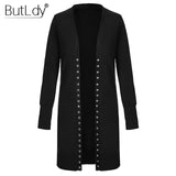 Long Sweater Women Buttons Knitted Cardigan Long Sleeve Ribbed Neckline Knitwear Coat Winter 2018 Fashion Jumpers Ladies