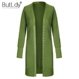 Long Sweater Women Buttons Knitted Cardigan Long Sleeve Ribbed Neckline Knitwear Coat Winter 2018 Fashion Jumpers Ladies
