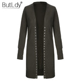 Long Sweater Women Buttons Knitted Cardigan Long Sleeve Ribbed Neckline Knitwear Coat Winter 2018 Fashion Jumpers Ladies