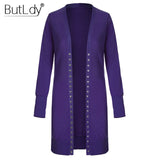 Long Sweater Women Buttons Knitted Cardigan Long Sleeve Ribbed Neckline Knitwear Coat Winter 2018 Fashion Jumpers Ladies