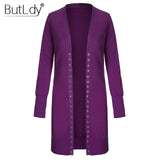 Long Sweater Women Buttons Knitted Cardigan Long Sleeve Ribbed Neckline Knitwear Coat Winter 2018 Fashion Jumpers Ladies