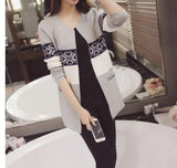 Patchwork Retro pocket Fashion Leisure cardigan women