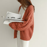 Long Sleeve Loose Knitting Cardigan Fashion Solid Outwear