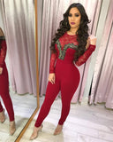 Red color lace overalls