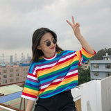 T-Shirt Women Rainbow Striped