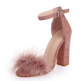 rabbit fur heels shoes