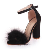 rabbit fur heels shoes