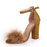 rabbit fur heels shoes