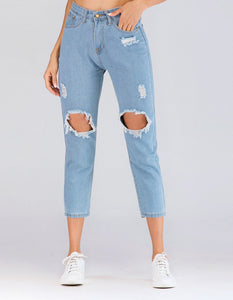 sky blue ripped jeans