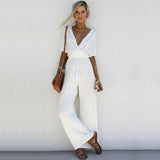 Short Sleeve Long Jumpsuit