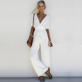 Short Sleeve Long Jumpsuit