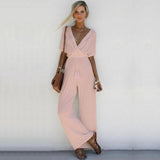 Short Sleeve Long Jumpsuit