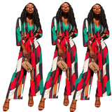 Colorful Striped Print Loose Jumpsuit