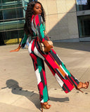 Colorful Striped Print Loose Jumpsuit